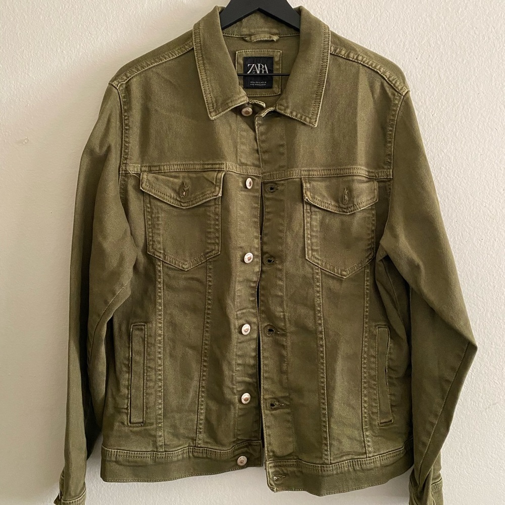 ZARA Green Denim Jacket